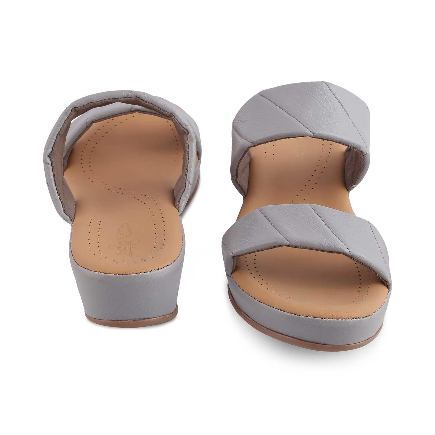 The Vacks Grey Women's Casual Wedge Sandals Tresmode - Tresmode