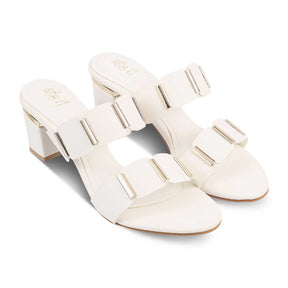 The Valer White Women's Dress Block Heel Sandals Tresmode - Tresmode