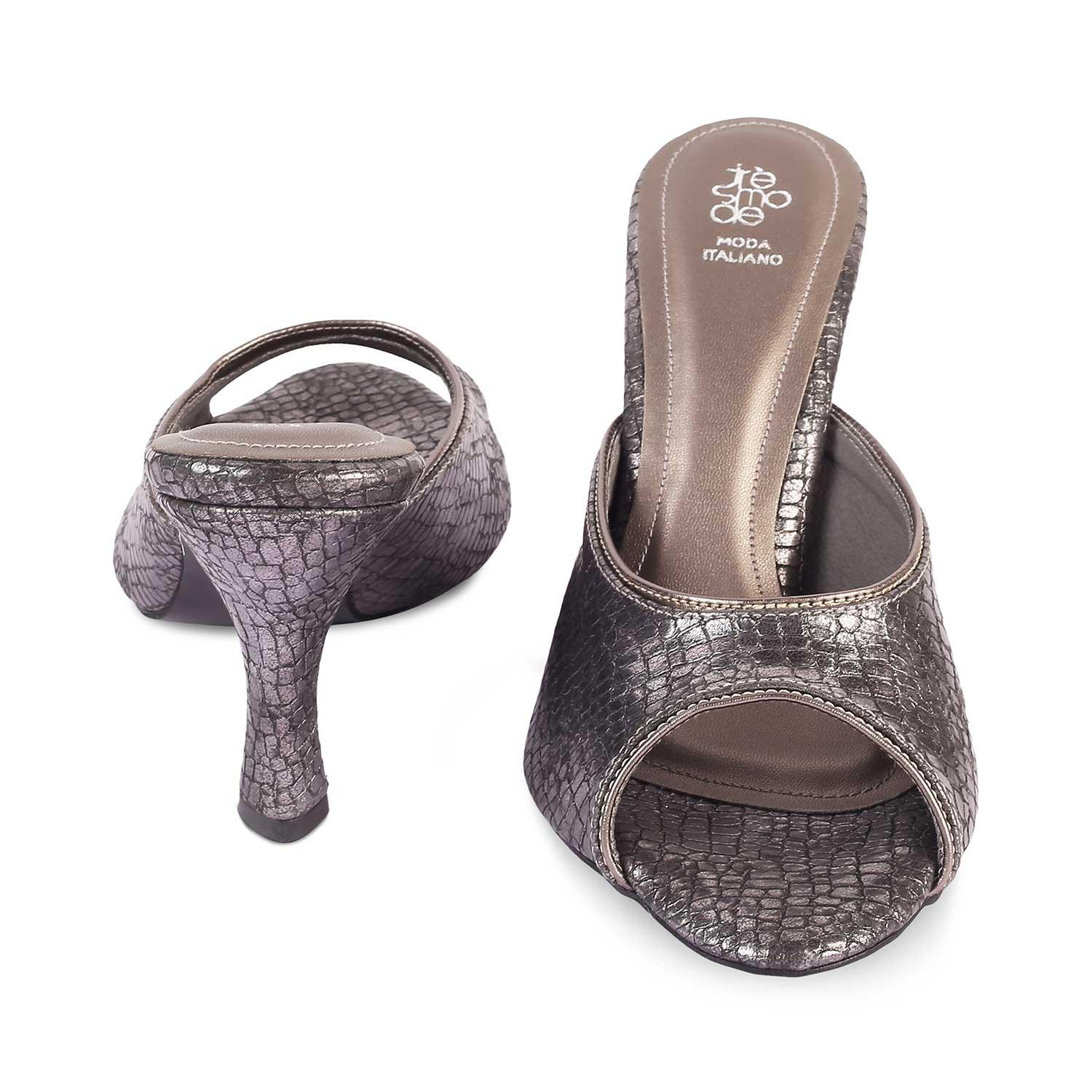 The Viktorika Pewter Women's Dress Heel Sandals Tresmode - Tresmode