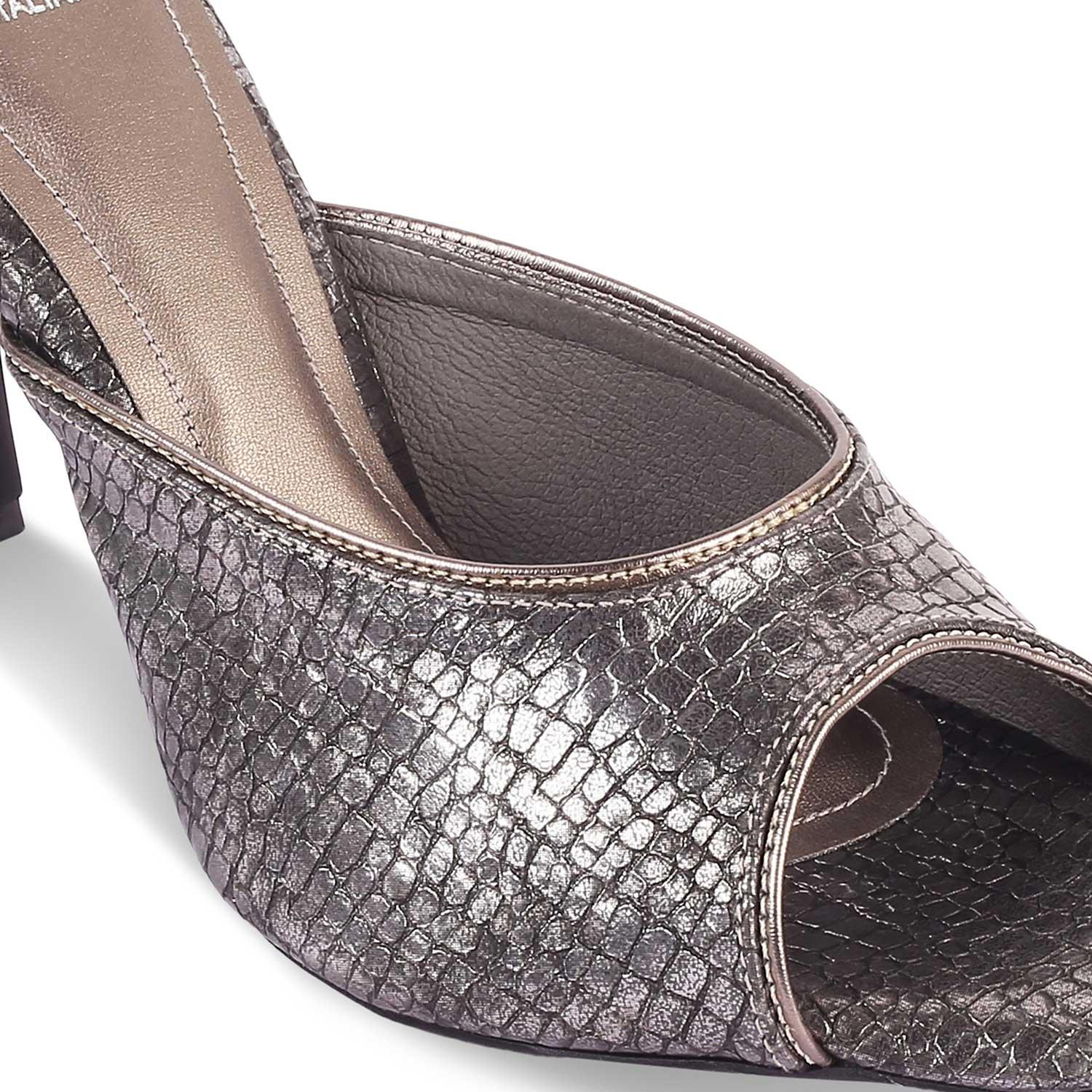 The Viktorika Pewter Women's Dress Heel Sandals Tresmode - Tresmode