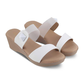 The Vios White Women's Dress Wedge Sandals Tresmode - Tresmode