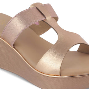 The Volos Champagne Women's Dress Wedge Sandals Tresmode - Tresmode