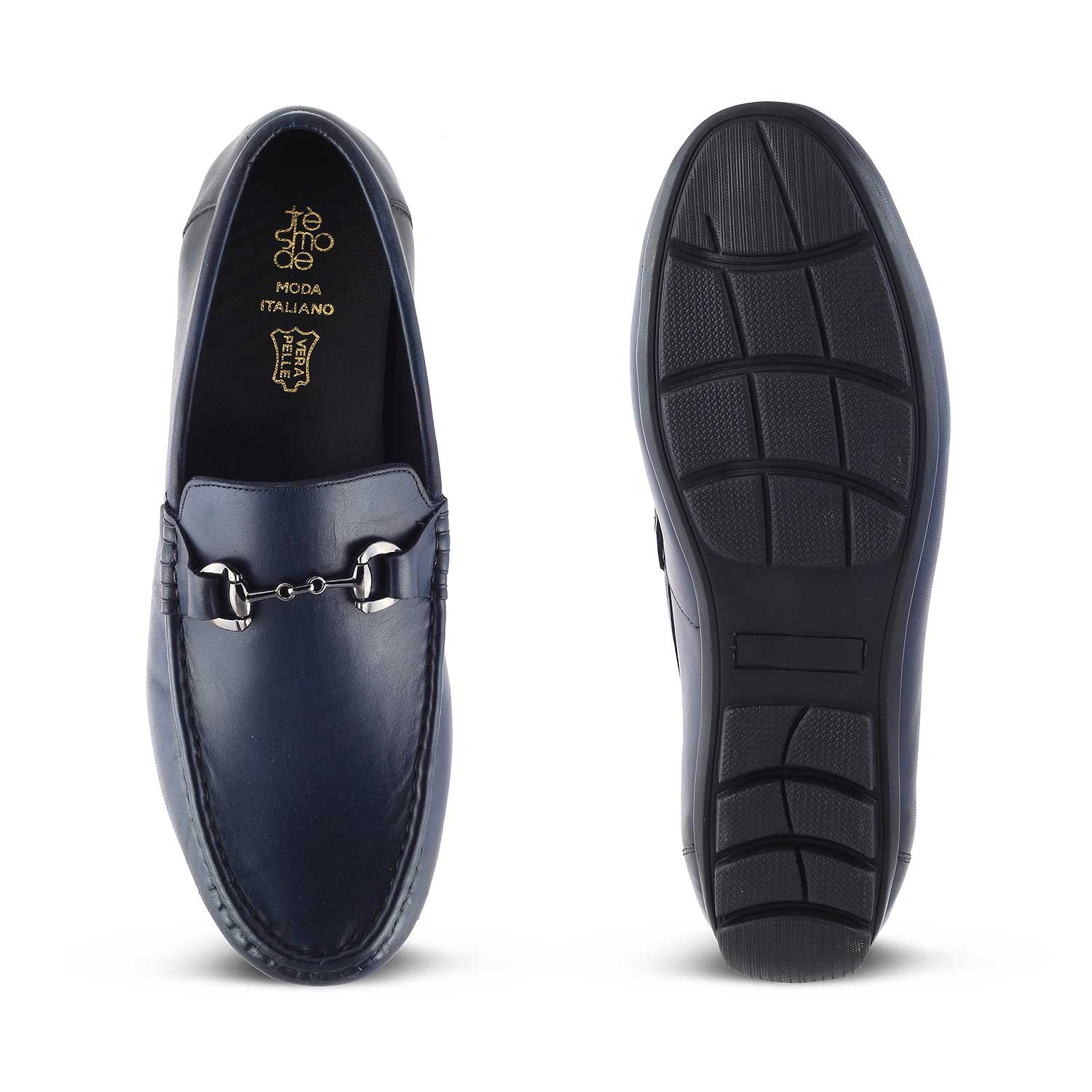 The Votterdam Navy Men's Leather Driving Loafers Tresmode - Tresmode