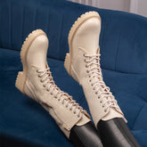The White Beige Women's Knee-length Boots Tresmode - Tresmode