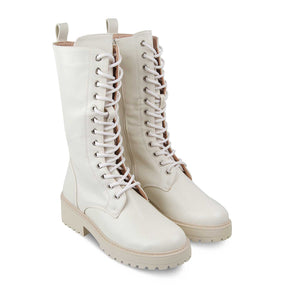 The White Beige Women's Knee-length Boots Tresmode - Tresmode