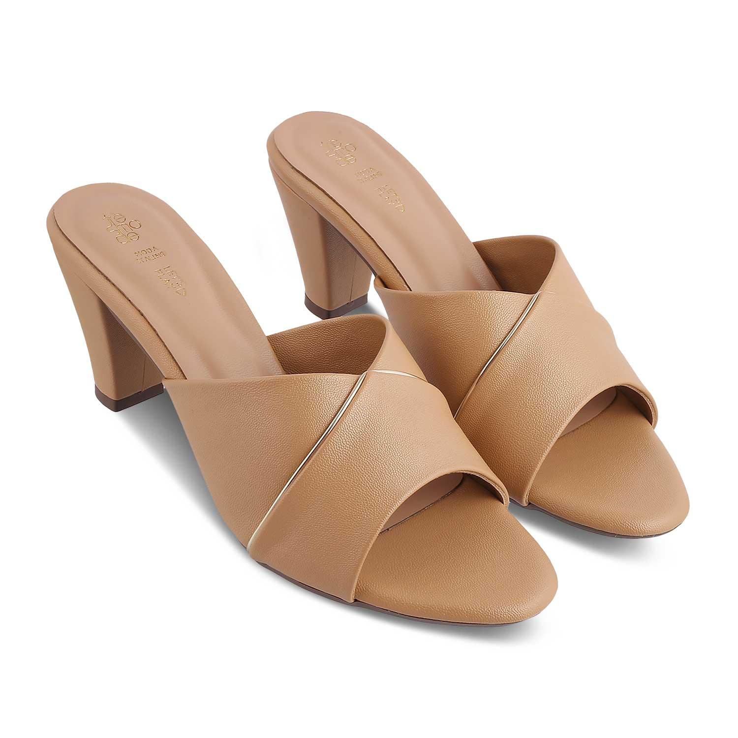 The Witty Beige Women's Dress Block Heel Sandals Tresmode - Tresmode