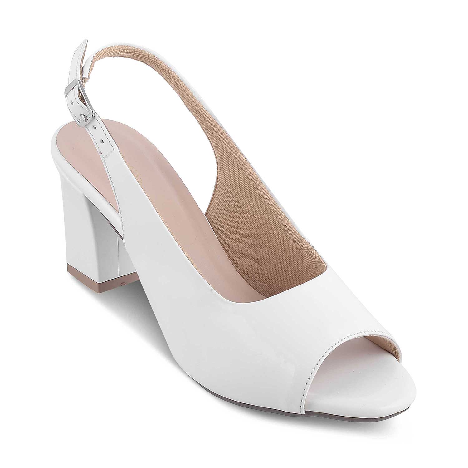 The Woo White Women's Dress Block Heel Sandals Tresmode - Tresmode