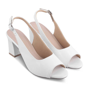 The Woo White Women's Dress Block Heel Sandals Tresmode - Tresmode