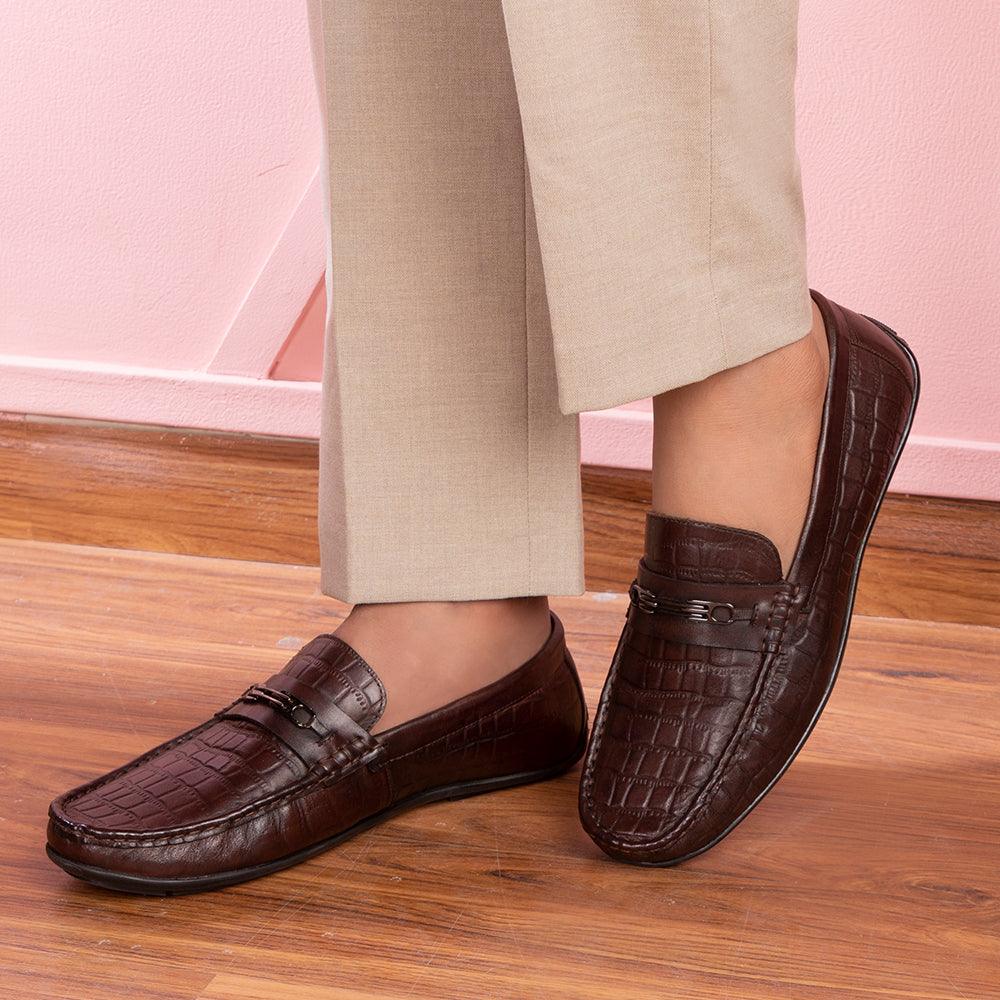 The York Brown Men's Leather Driving Loafers Tresmode - Tresmode