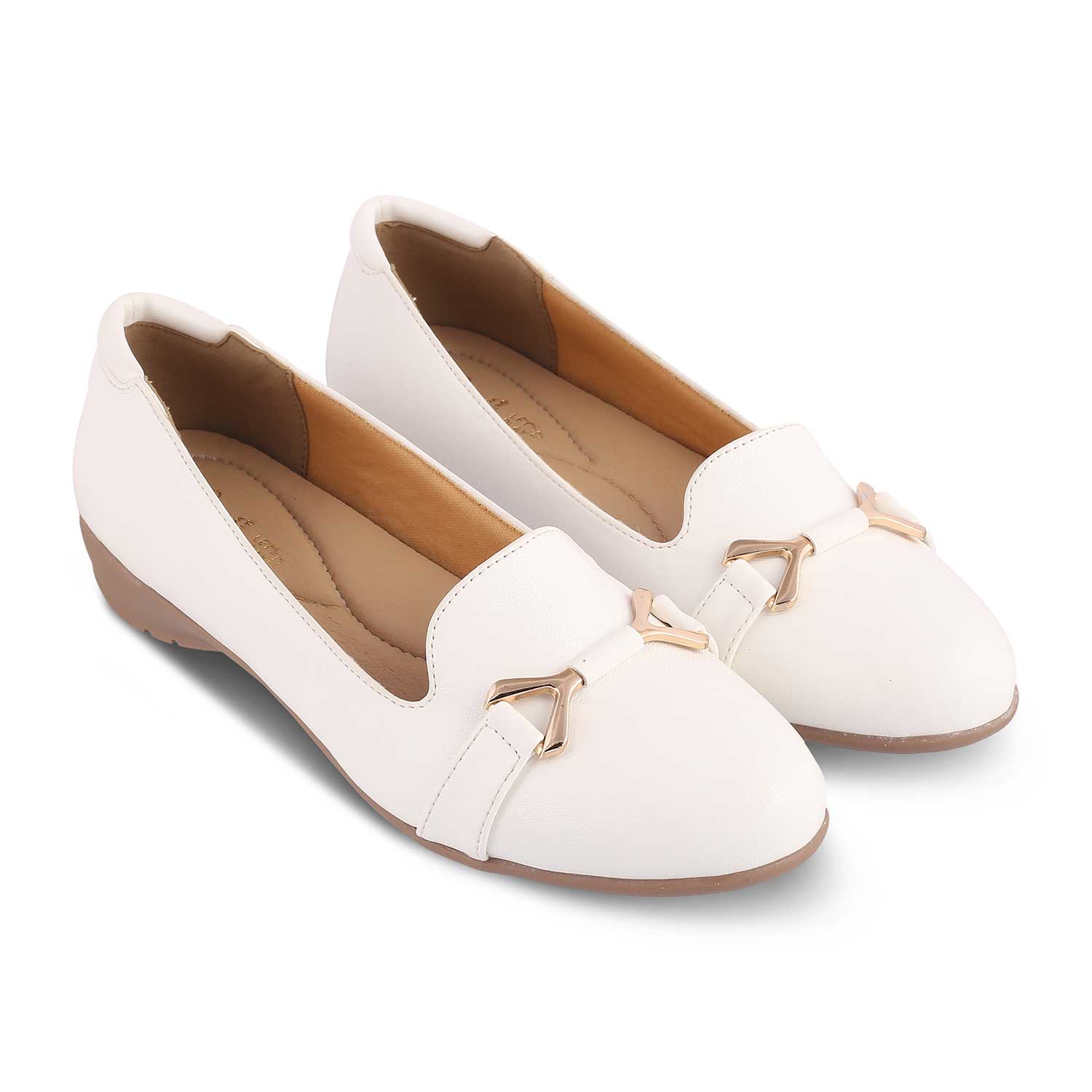 The Yorky-2 White Women's Dress Ballerinas Tresmode - Tresmode