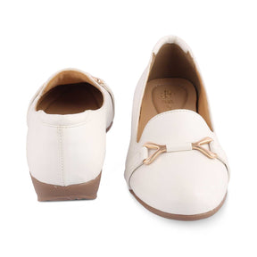 The Yorky-2 White Women's Dress Ballerinas Tresmode - Tresmode