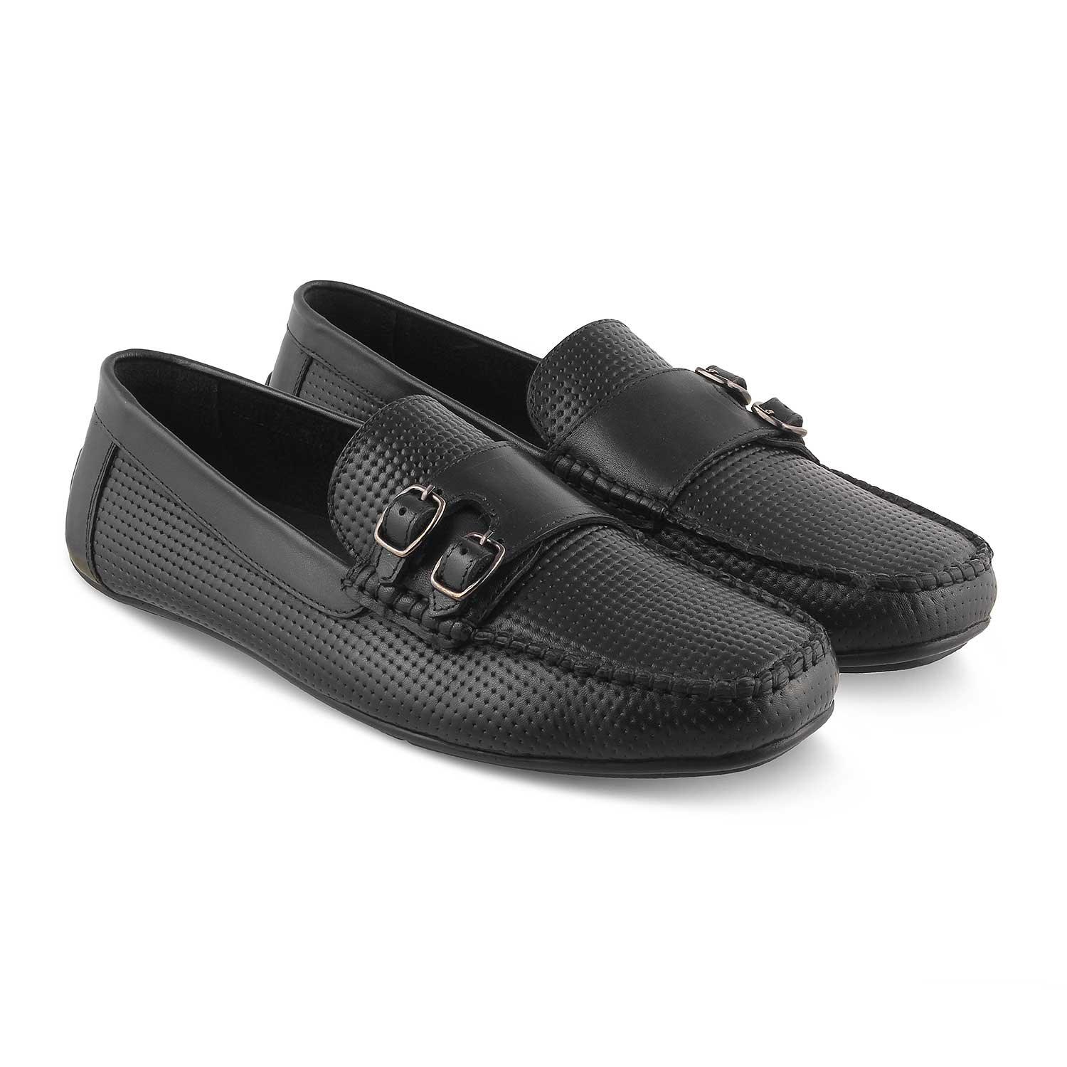 The Yosa Black Men's Double Monk Shoes Tresmode - Tresmode