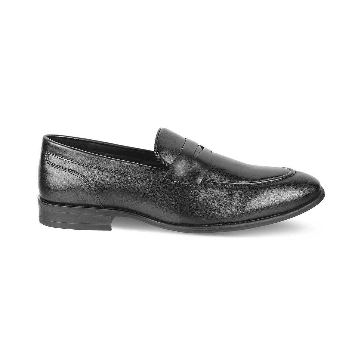 Tresmode Dawson Black Men's Leather Penny Loafers - Tresmode