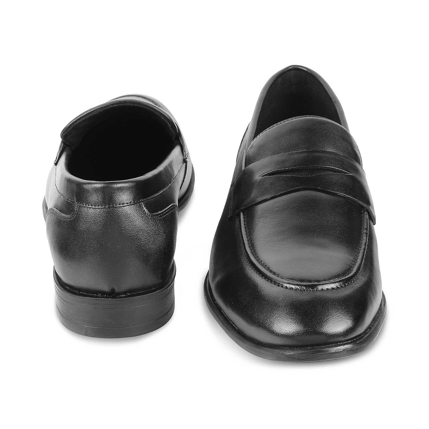 Tresmode Dawson Black Men's Leather Penny Loafers - Tresmode