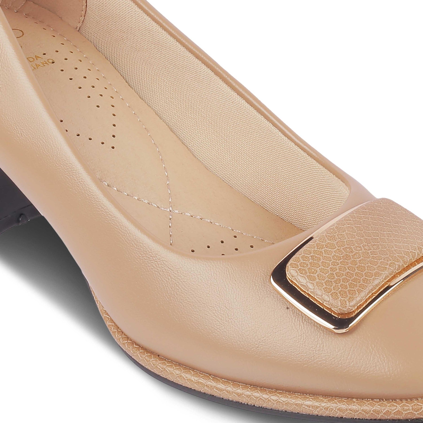 Tresmode Dorf Tan Women's Dress Block Heel Pumps - Tresmode