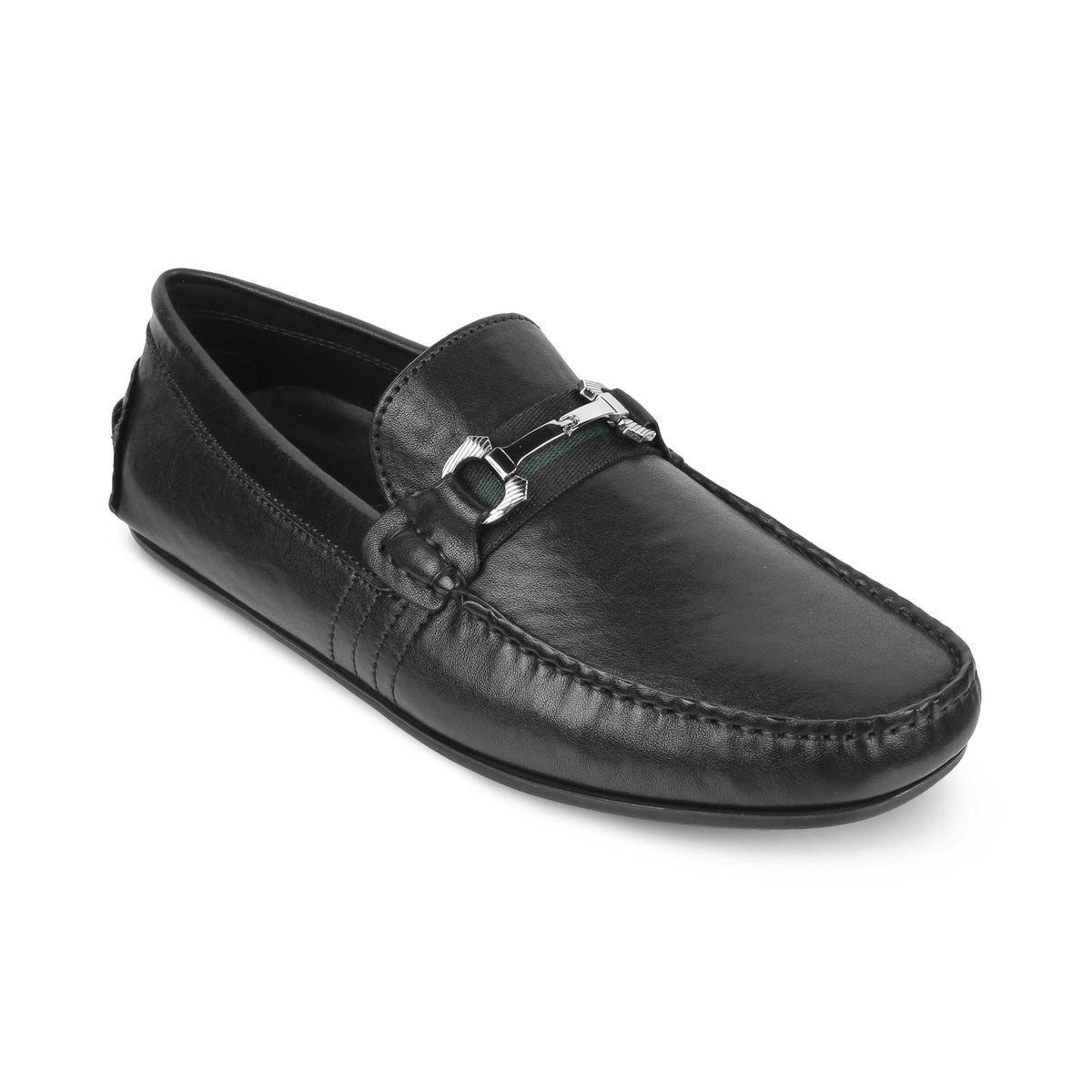 Tresmode Leavre Black Men's Leather Driving Loafers - Tresmode