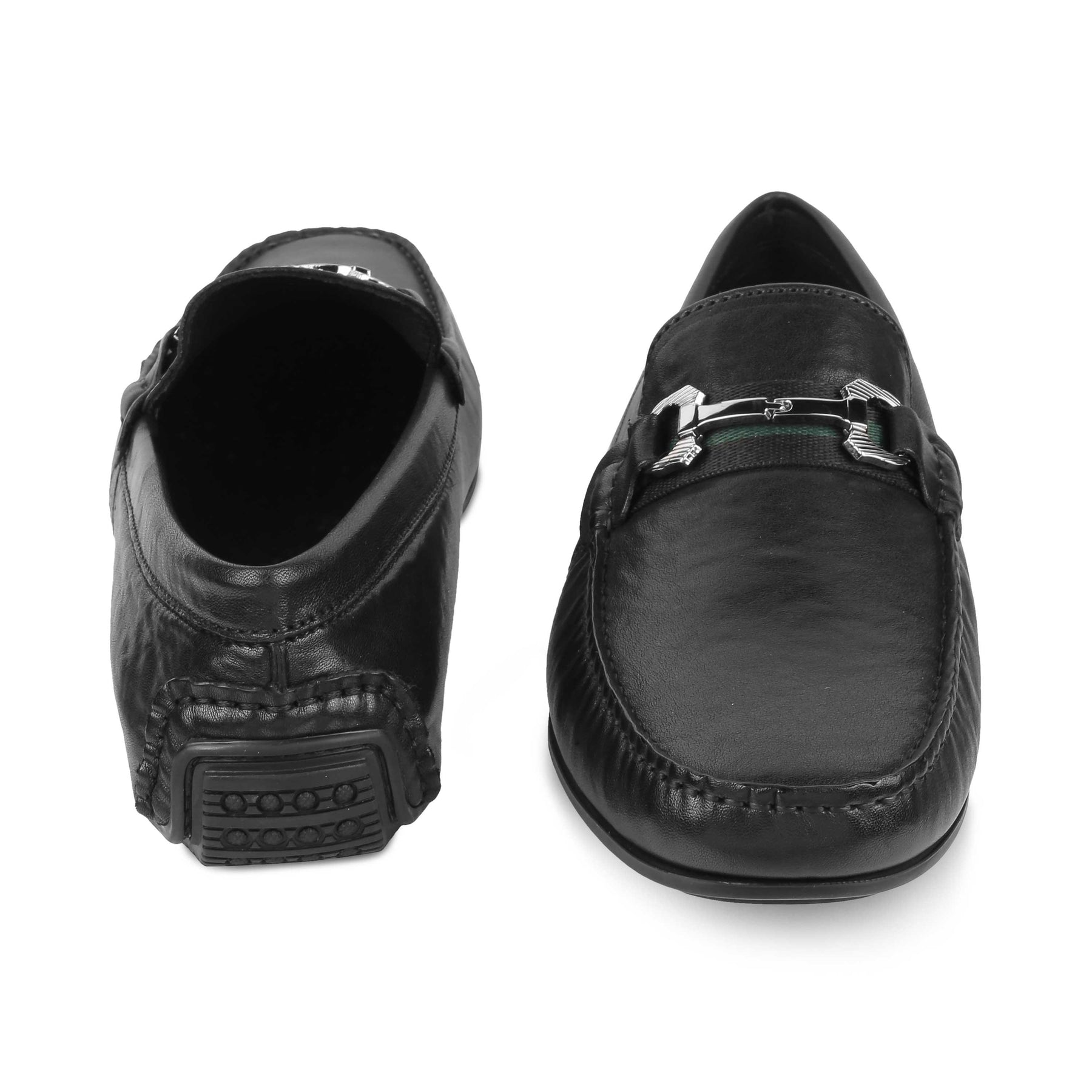 Tresmode Leavre Black Men's Leather Driving Loafers - Tresmode