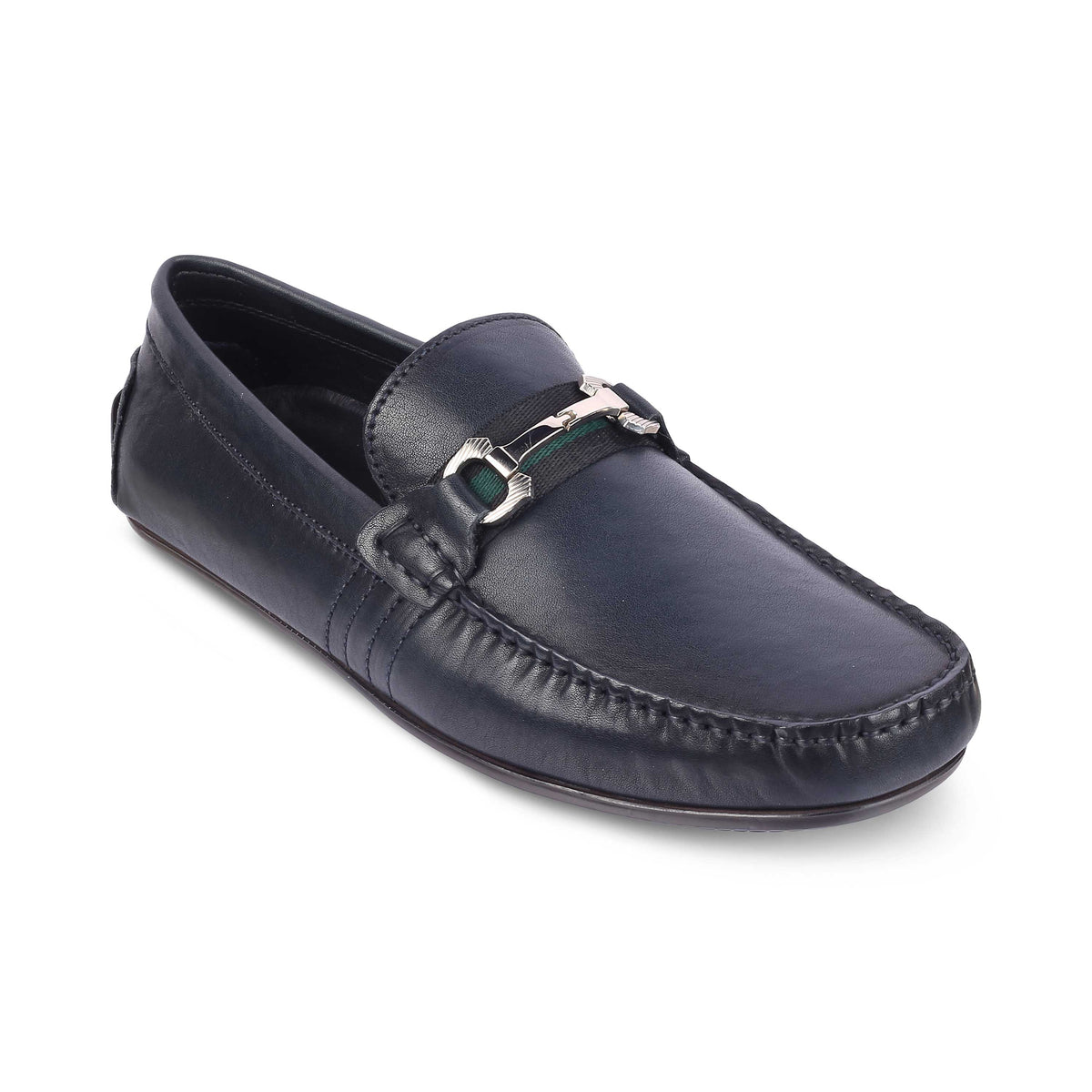Tresmode Leavre Blue Men's Leather Driving Loafers - Tresmode