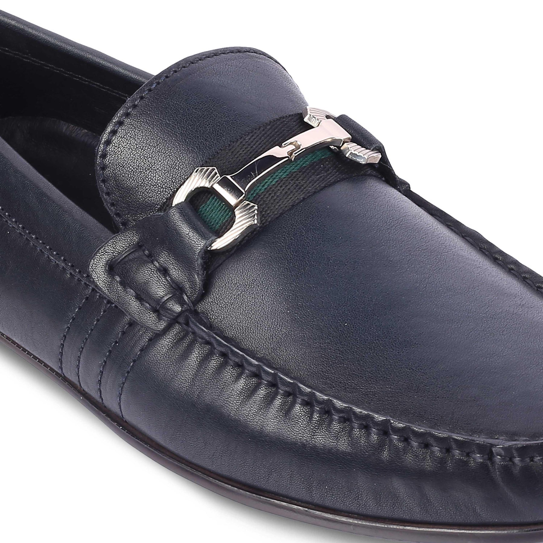 Tresmode Leavre Blue Men's Leather Driving Loafers - Tresmode