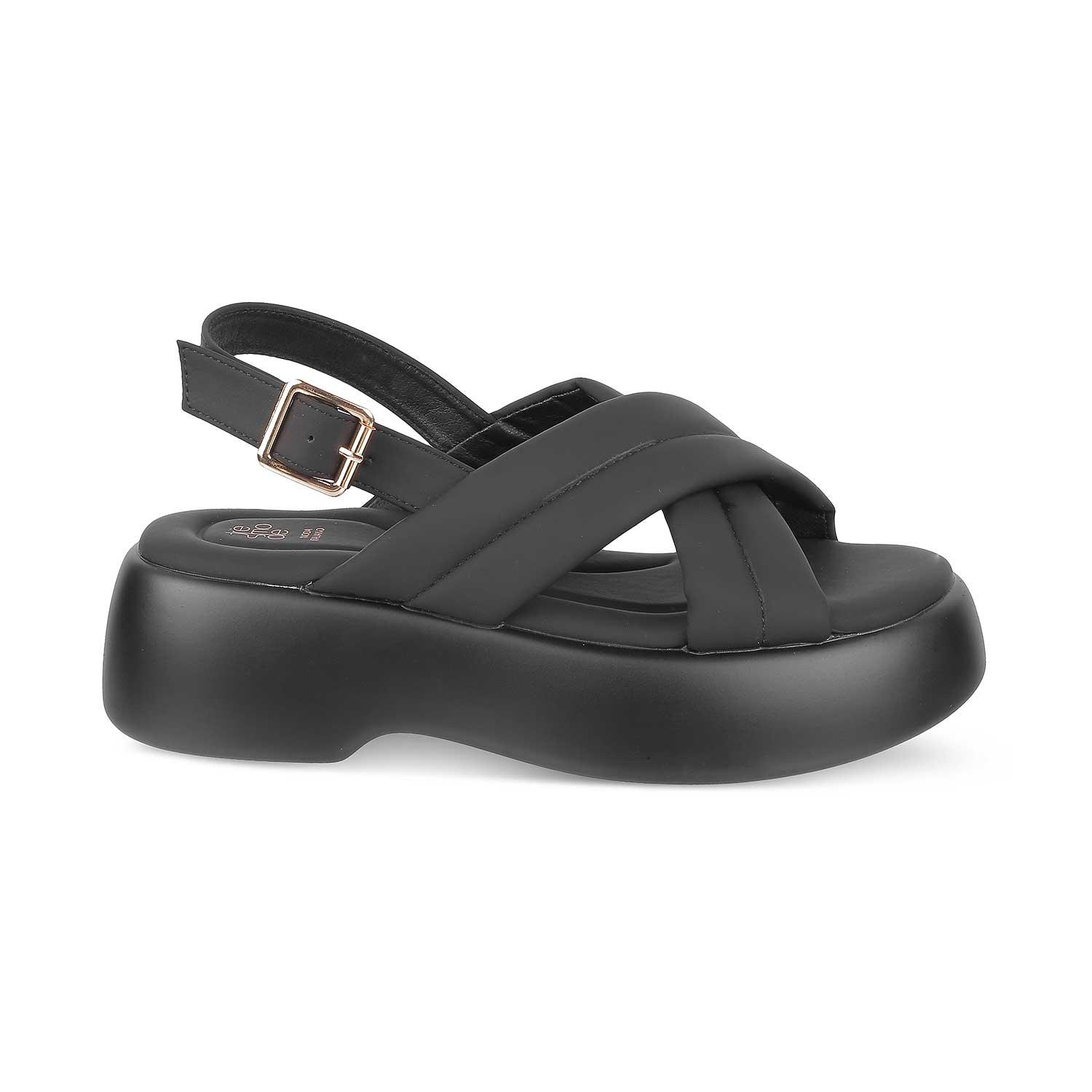 Tresmode Lonir Black Women's Dress Wedge Sandals - Tresmode