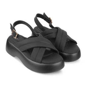 Tresmode Lonir Black Women's Dress Wedge Sandals - Tresmode