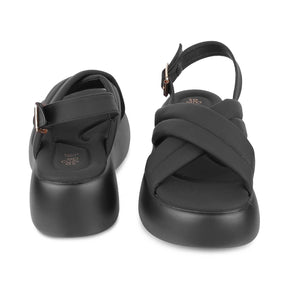 Tresmode Lonir Black Women's Dress Wedge Sandals - Tresmode