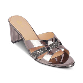 Tresmode Luxe Pewter Women's Dress Block Heel Sandals - Tresmode