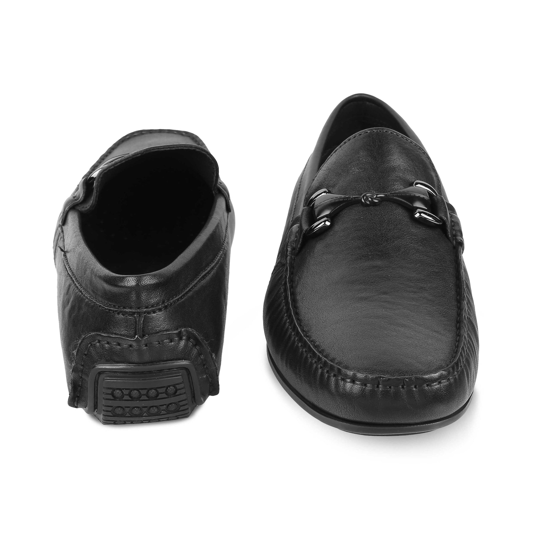 Tresmode Meroc Black Men's Leather Driving Loafers - Tresmode