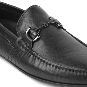 Tresmode Meroc Black Men's Leather Driving Loafers - Tresmode