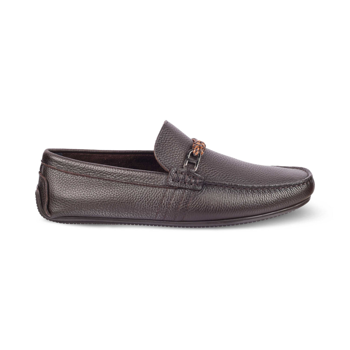 Tresmode Monoc Brown Men's Leather Driving Loafers - Tresmode