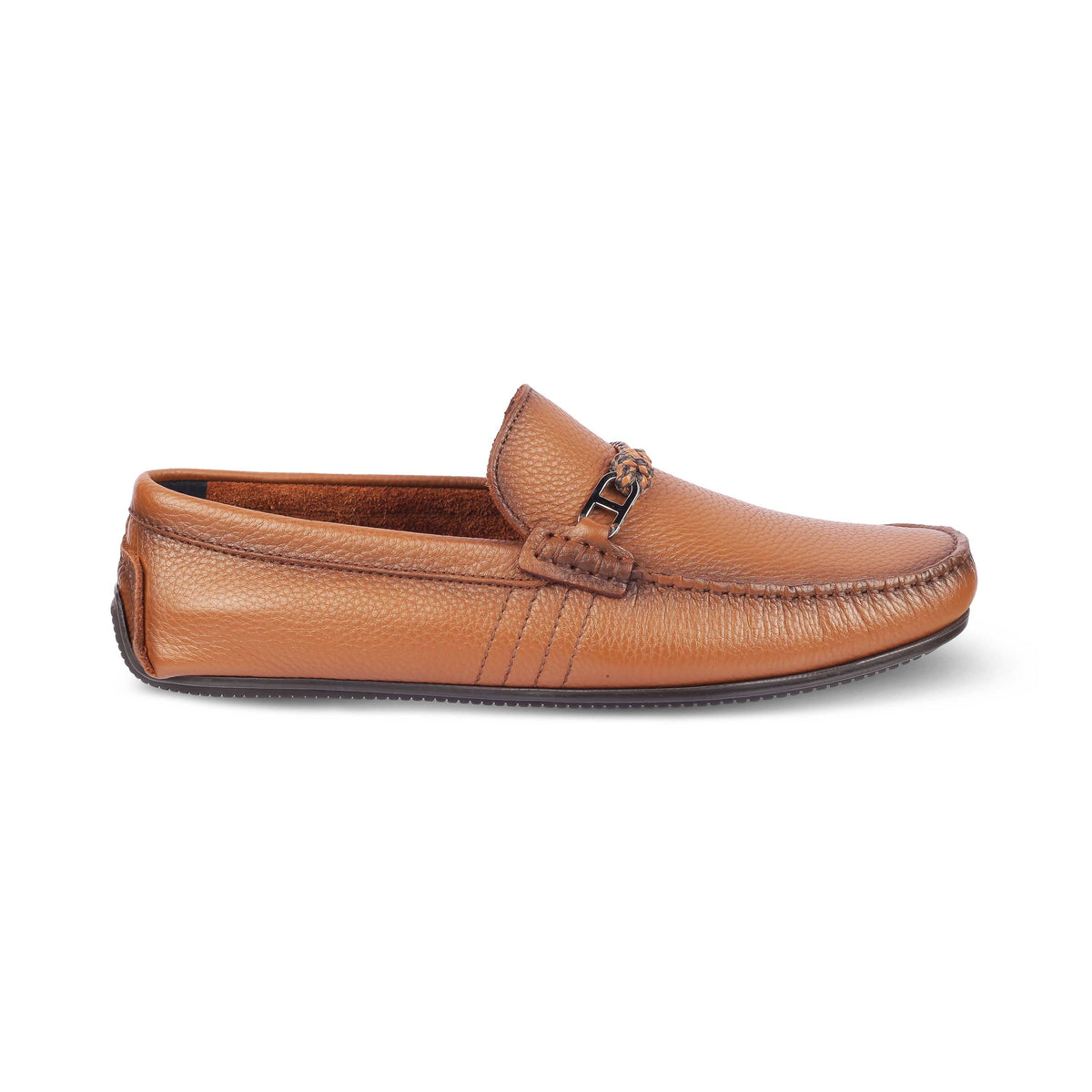 Tresmode Monoc Tan Men's Leather Driving Loafers - Tresmode