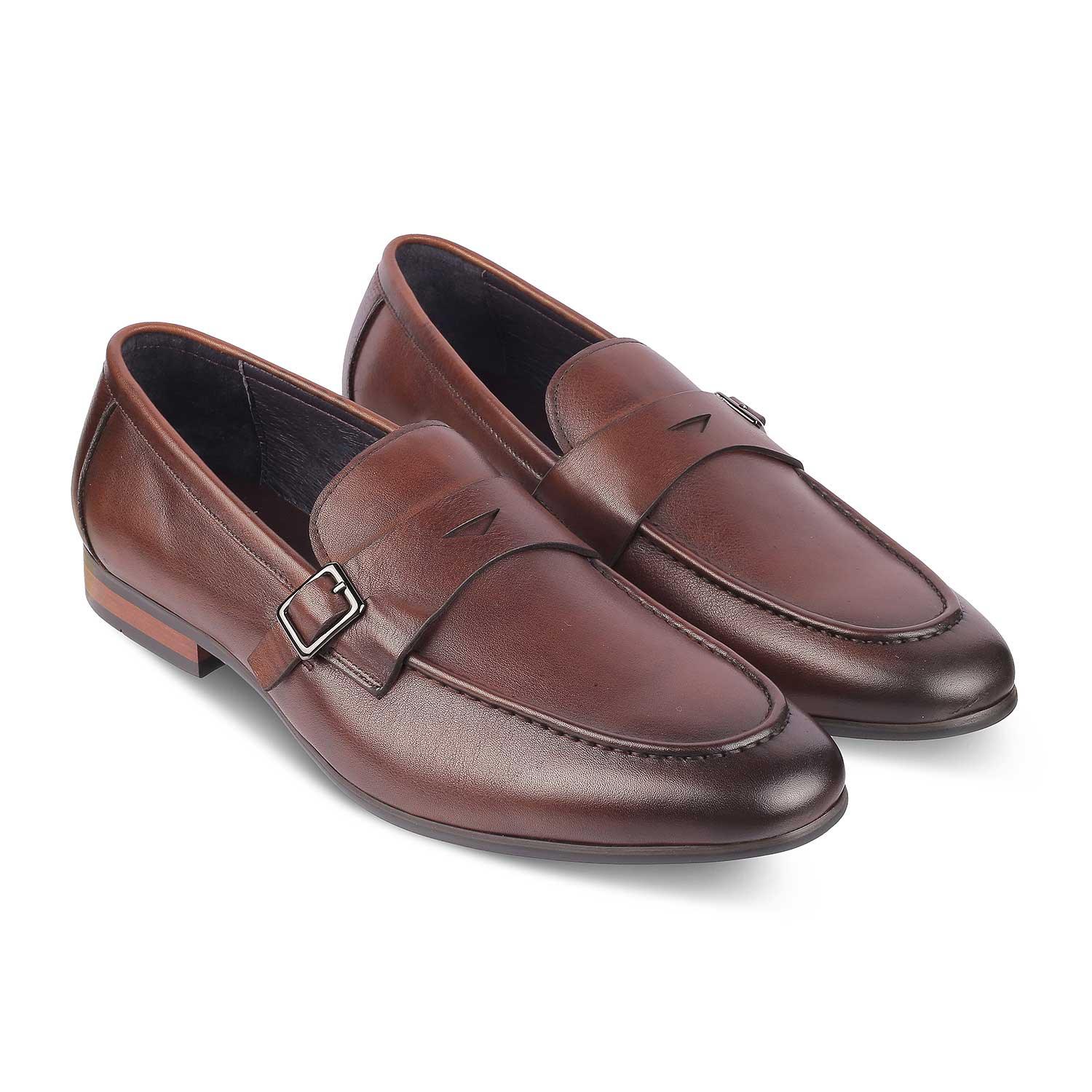 Tresmode Neno Brown Men's Leather Loafers - Tresmode