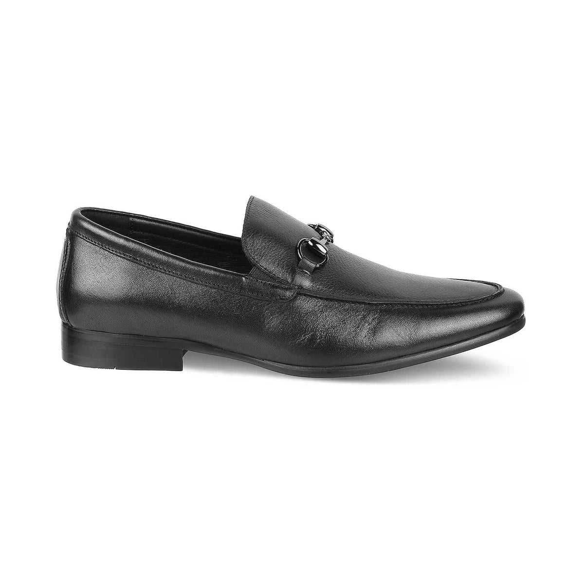 Tresmode Neslip Black Men's Leather Horse-bit Loafers - Tresmode