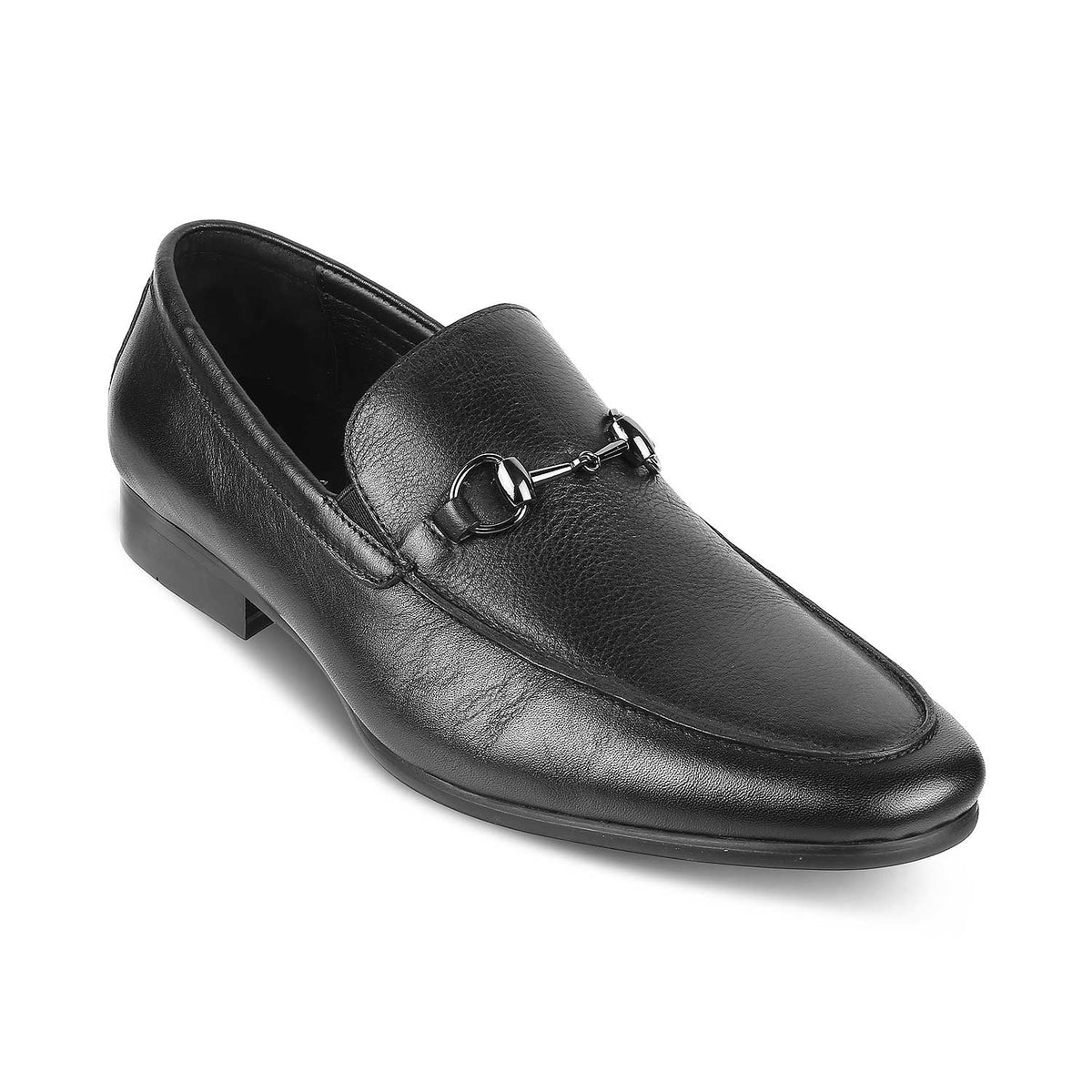 Tresmode Neslip Black Men's Leather Horse-bit Loafers - Tresmode