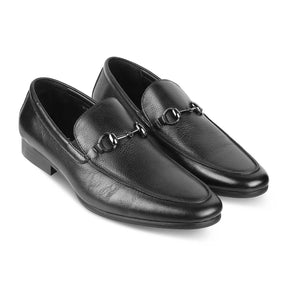 Tresmode Neslip Black Men's Leather Horse-bit Loafers - Tresmode