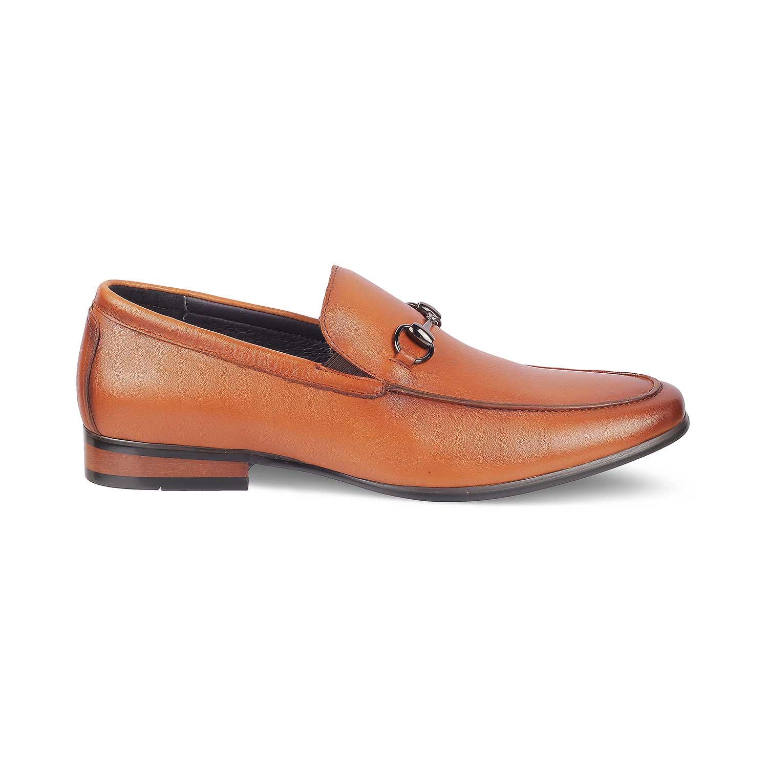 Tresmode Neslip Brown Men's Leather Horse-bit Loafers - Tresmode