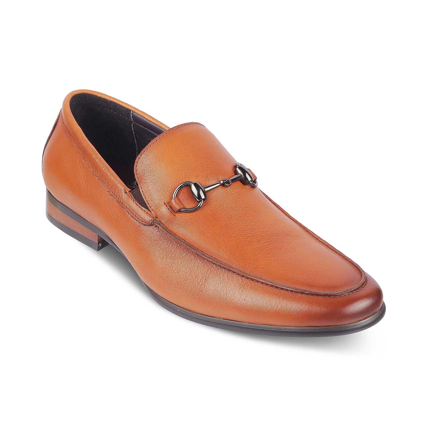 Tresmode Neslip Brown Men's Leather Horse-bit Loafers - Tresmode