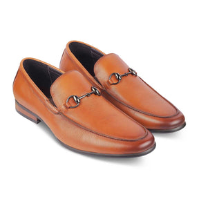 Tresmode Neslip Brown Men's Leather Horse-bit Loafers - Tresmode