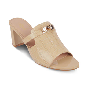 Tresmode Nic Beige Women's Dress Block Heel Sandals - Tresmode