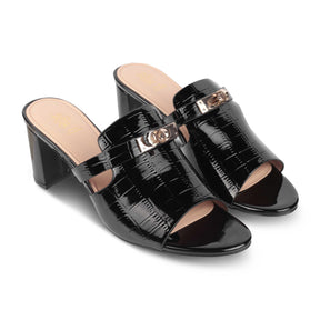 Tresmode Nic Black Women's Dress Block Heel Sandals - Tresmode