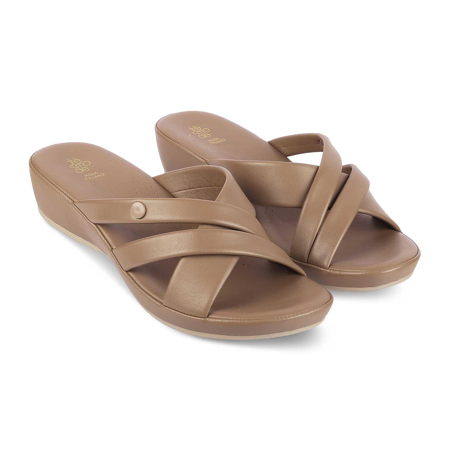 Tresmode Ocomf Camel Women's Casual Platform Flats - Tresmode