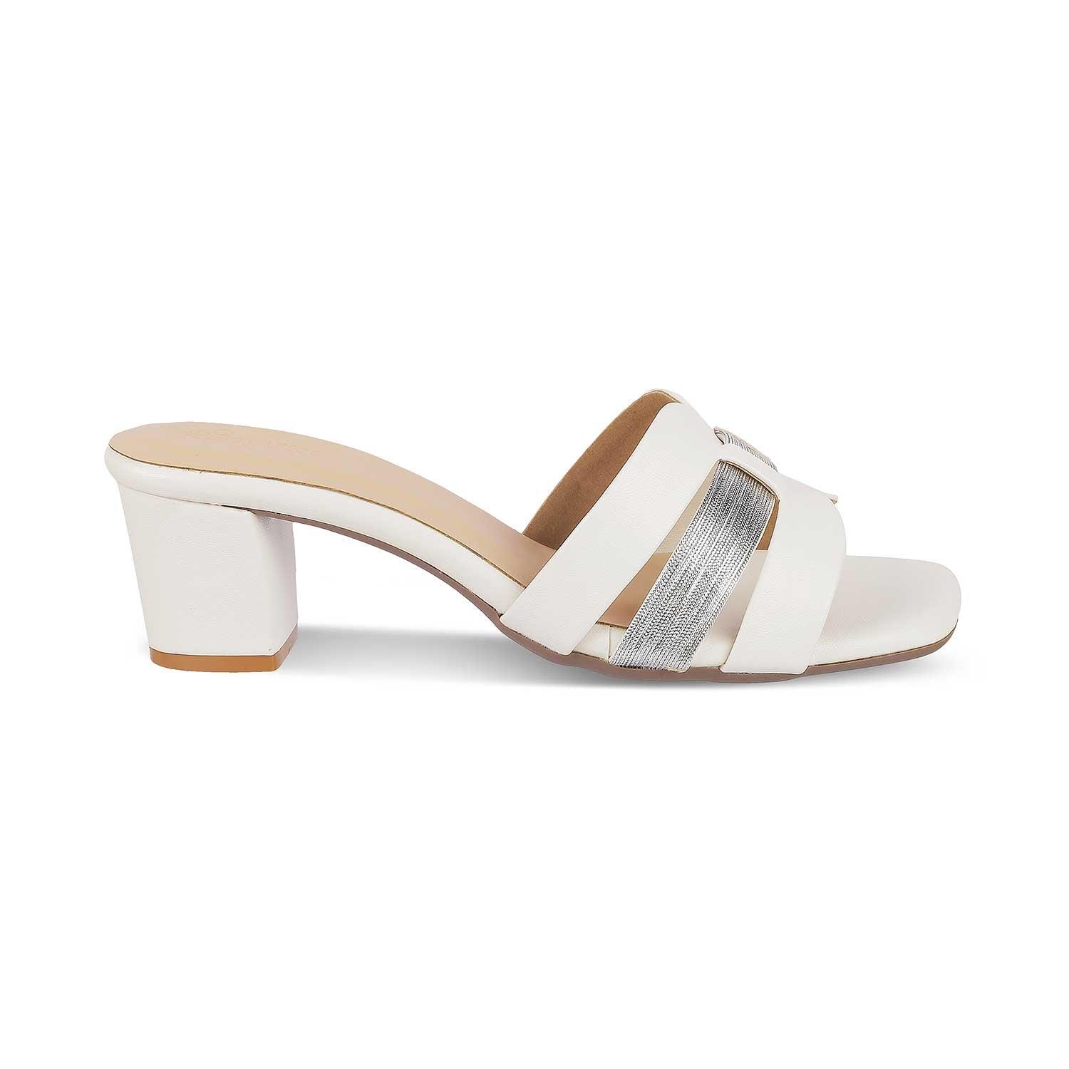 Tosilo White Women's Block Heel Sandals Tresmode