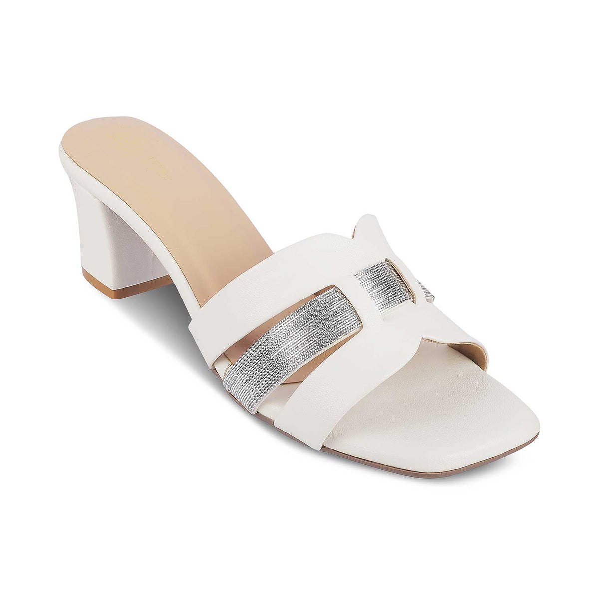 Tresmode Silo White Women's Dress Block Heel Sandals - Tresmode