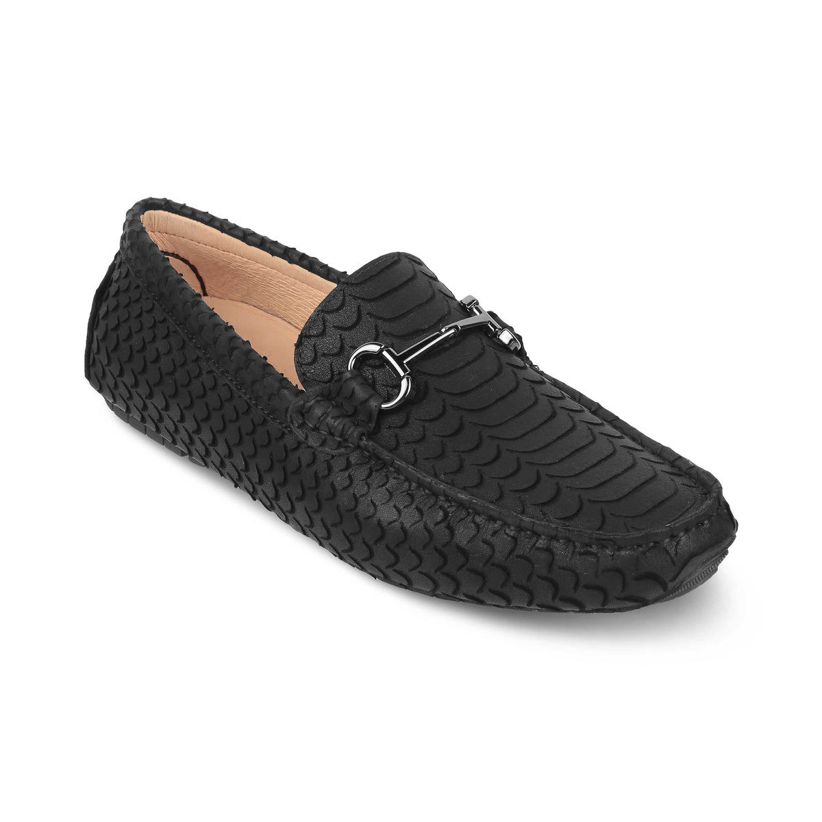 Tresmode Sofi Black Men's Leather Driving Loafers - Tresmode
