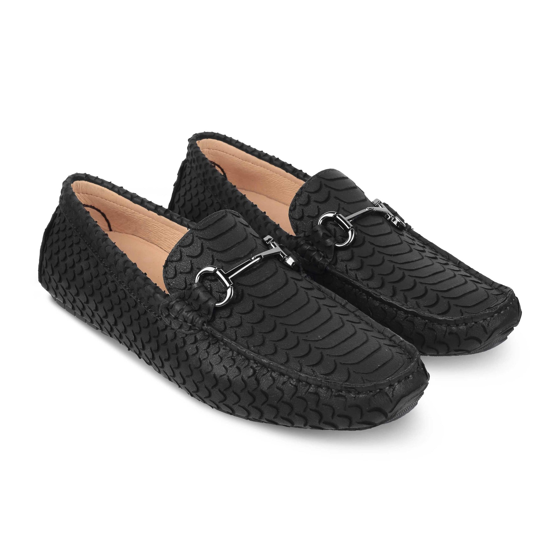 Tresmode Sofi Black Men's Leather Driving Loafers - Tresmode