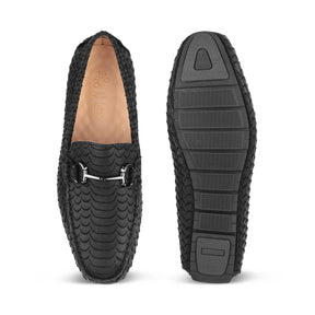 Tresmode Sofi Black Men's Leather Driving Loafers - Tresmode