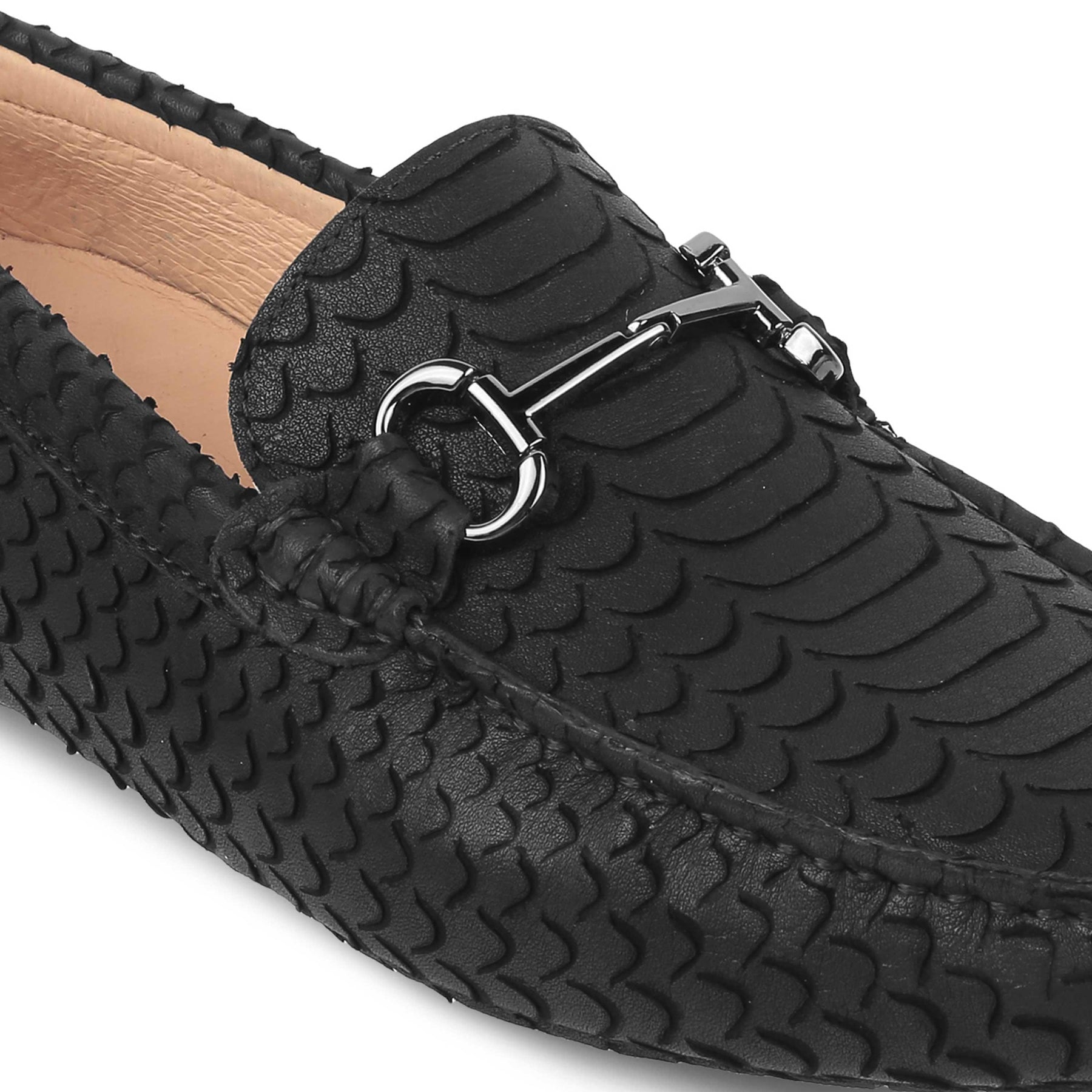 Tresmode Sofi Black Men's Leather Driving Loafers - Tresmode