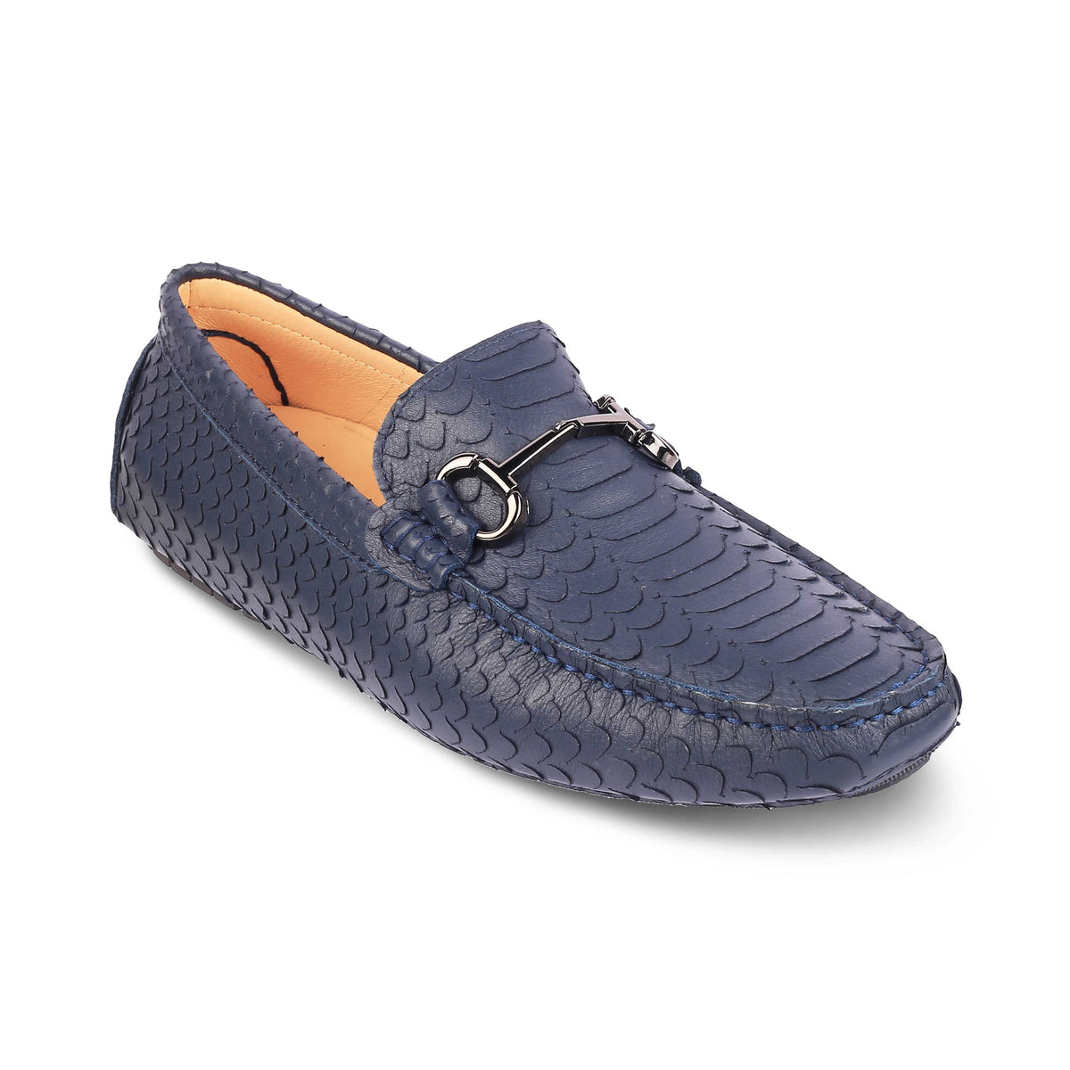 Tresmode Sofi Blue Men's Leather Driving Loafers - Tresmode
