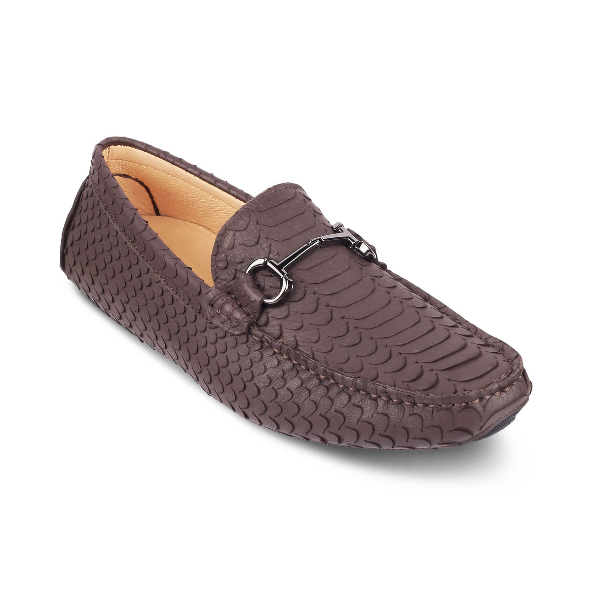 Tresmode Sofi Brown Men's Leather Driving Loafers - Tresmode