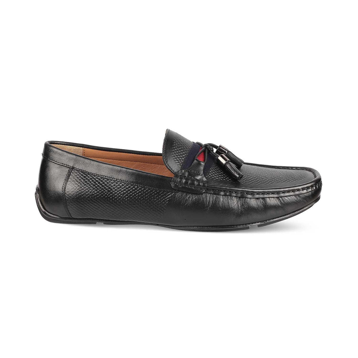 Tresmode Sotas Black Men's Leather Driving Loafers - Tresmode